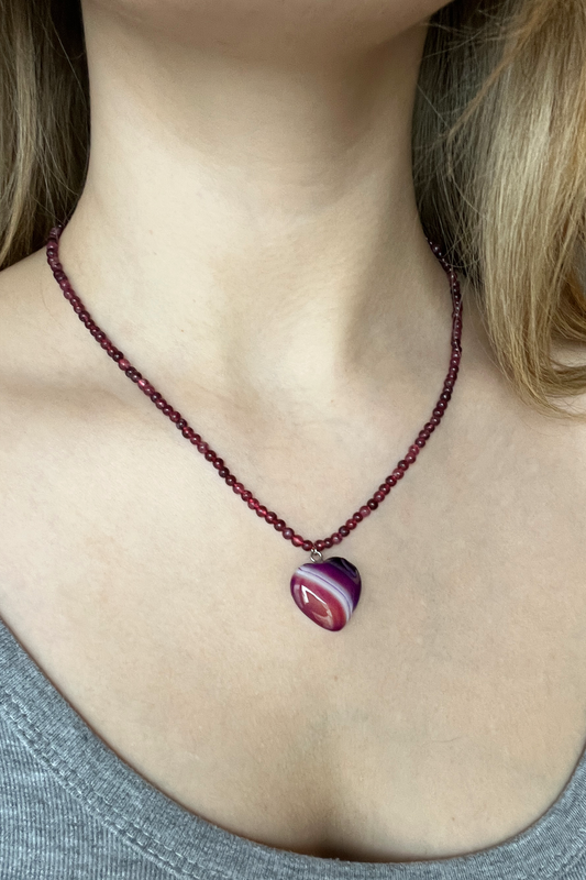 Collier FLASH - Grenat coeur Violet