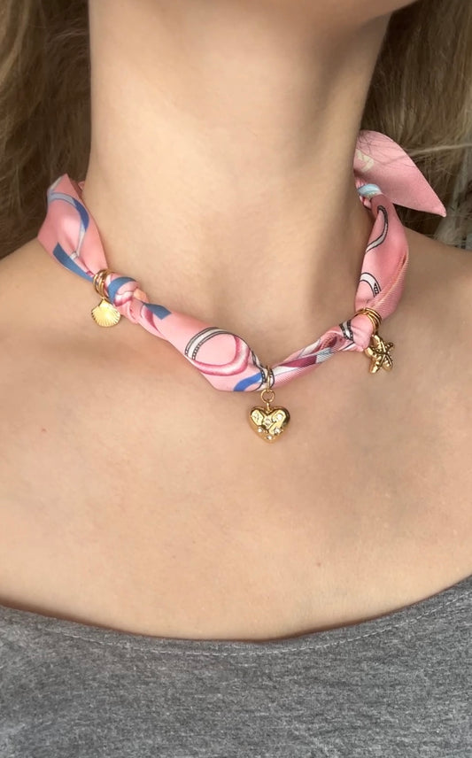 Collier Bandana - Rose Coeur